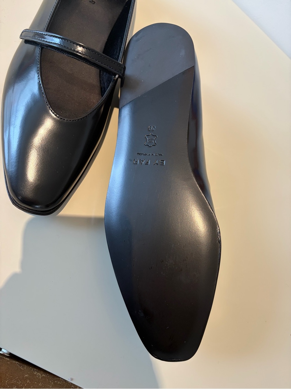 BY FAR Black Patent Mary Jane Flats with Slim Strap - Picture 13 of 14